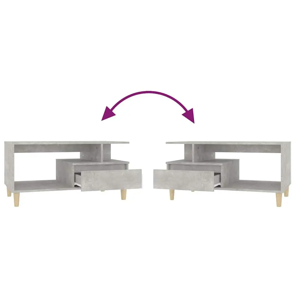 Coffee Table Engineered Wood Grey with Storage Drawer Open Compartments