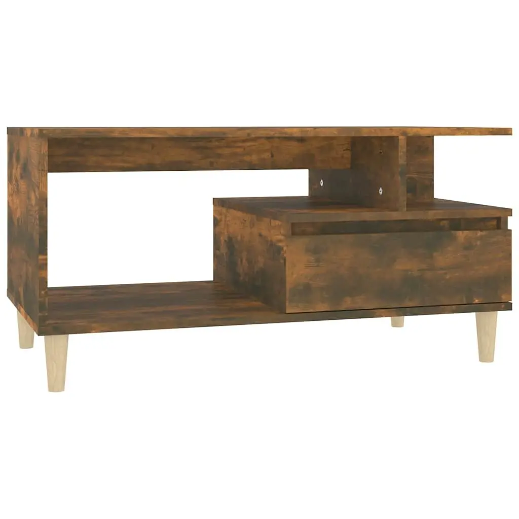 Coffee Table Engineered Wood Smoked Oak 90L x 49W x 45H cm with Drawer Storage