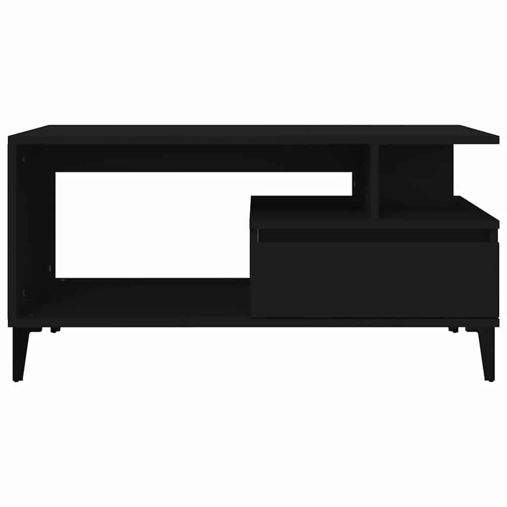 Coffee Table Engineered Wood Black Storage Living Room 90x49x45cm