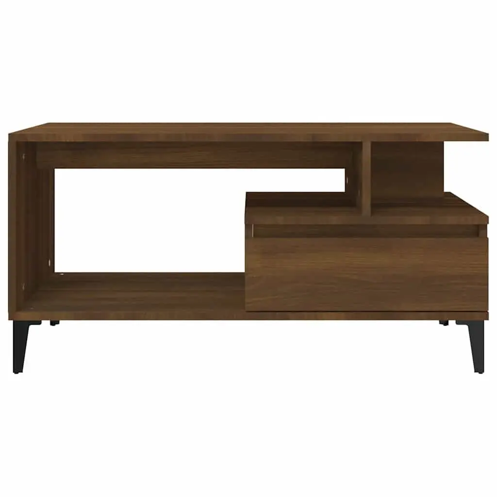 Coffee Table Engineered Wood Brown Oak 90x49x45 cm