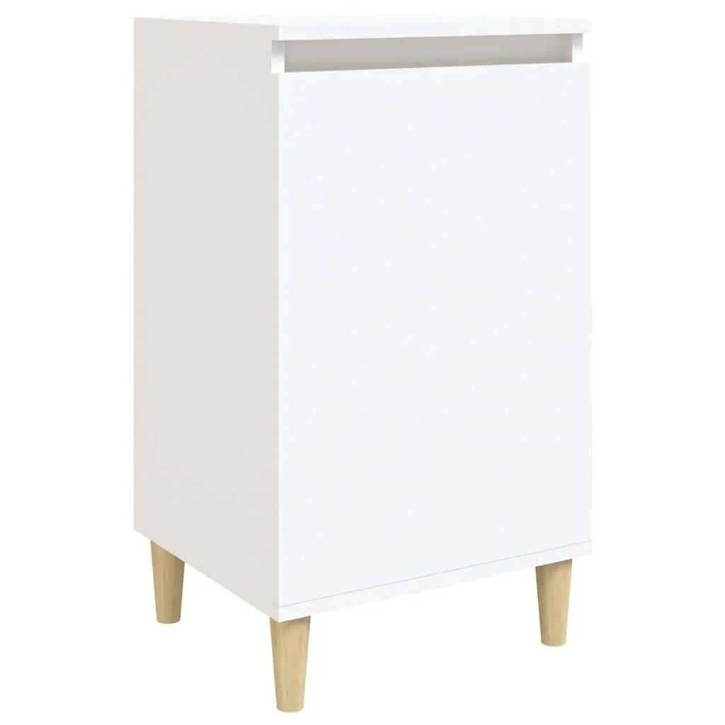 Bedside Table Engineered Wood White 40x35x70cm Nightstand with Door Storage