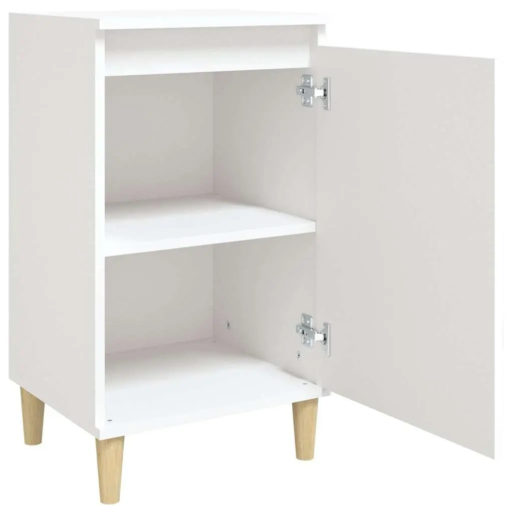 Bedside Table Engineered Wood White 40x35x70cm Nightstand with Door Storage