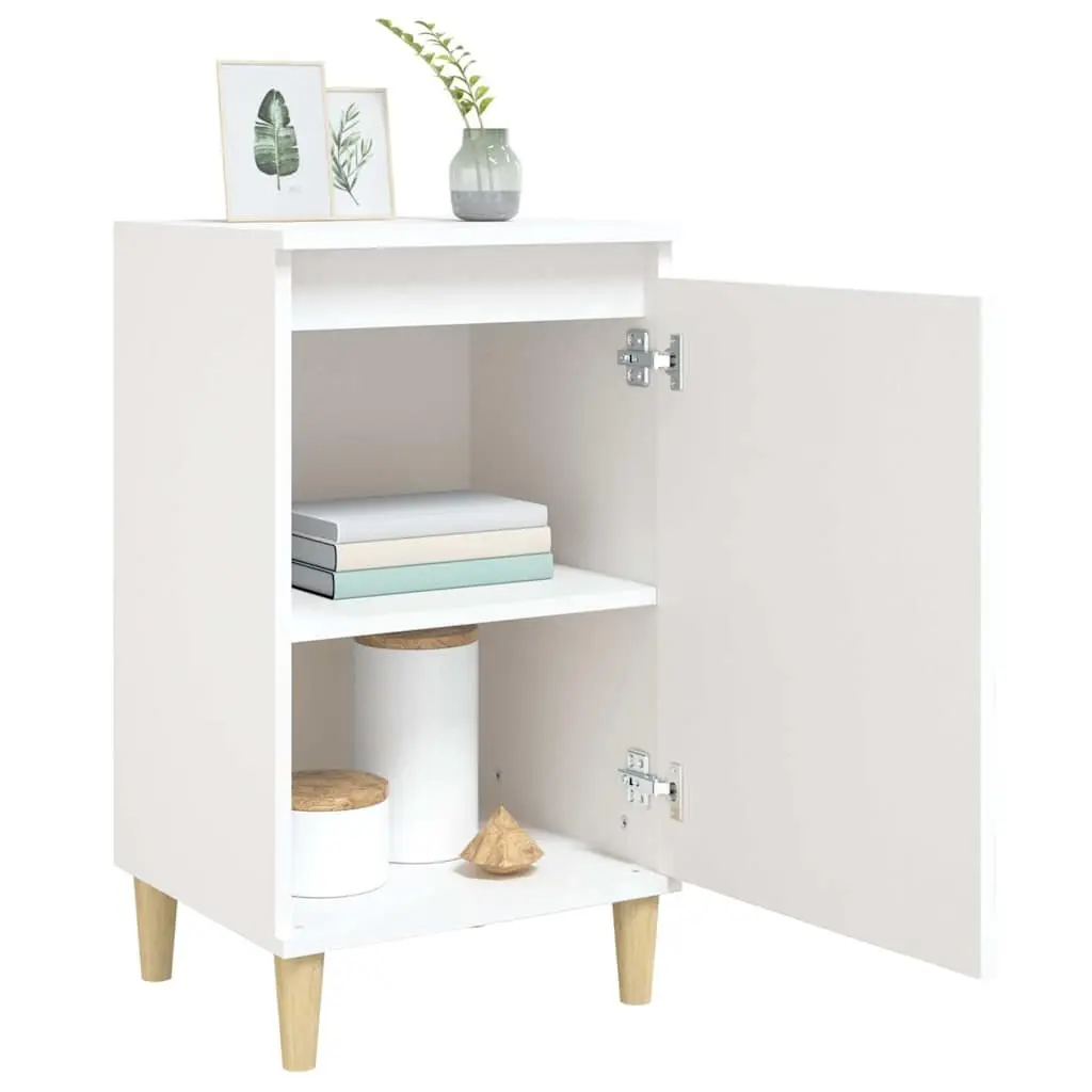 Bedside Table Engineered Wood White 40x35x70cm Nightstand with Door Storage