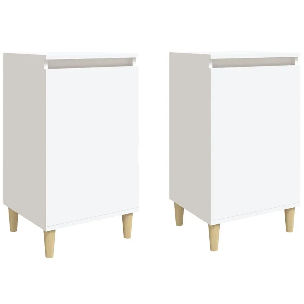 2 Piece Bedside Cabinet Engineered Wood White 40x35x70 cm Nightstand Storage