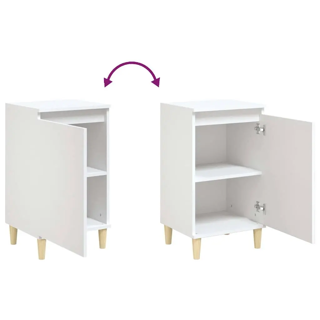 2 Piece Bedside Cabinet Engineered Wood White 40x35x70 cm Nightstand Storage