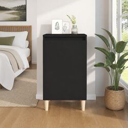 Bedside Cabinet Black 40x35x70cm Engineered Wood Nightstand Storage Table