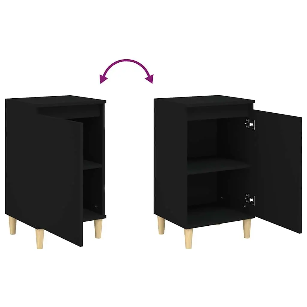 Bedside Cabinet Engineered Wood 40x35x70cm Black Nightstand Storage Table