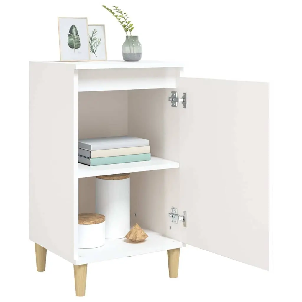 Bedside Cabinet Engineered Wood 40x35x70cm White High Gloss Wooden Legs