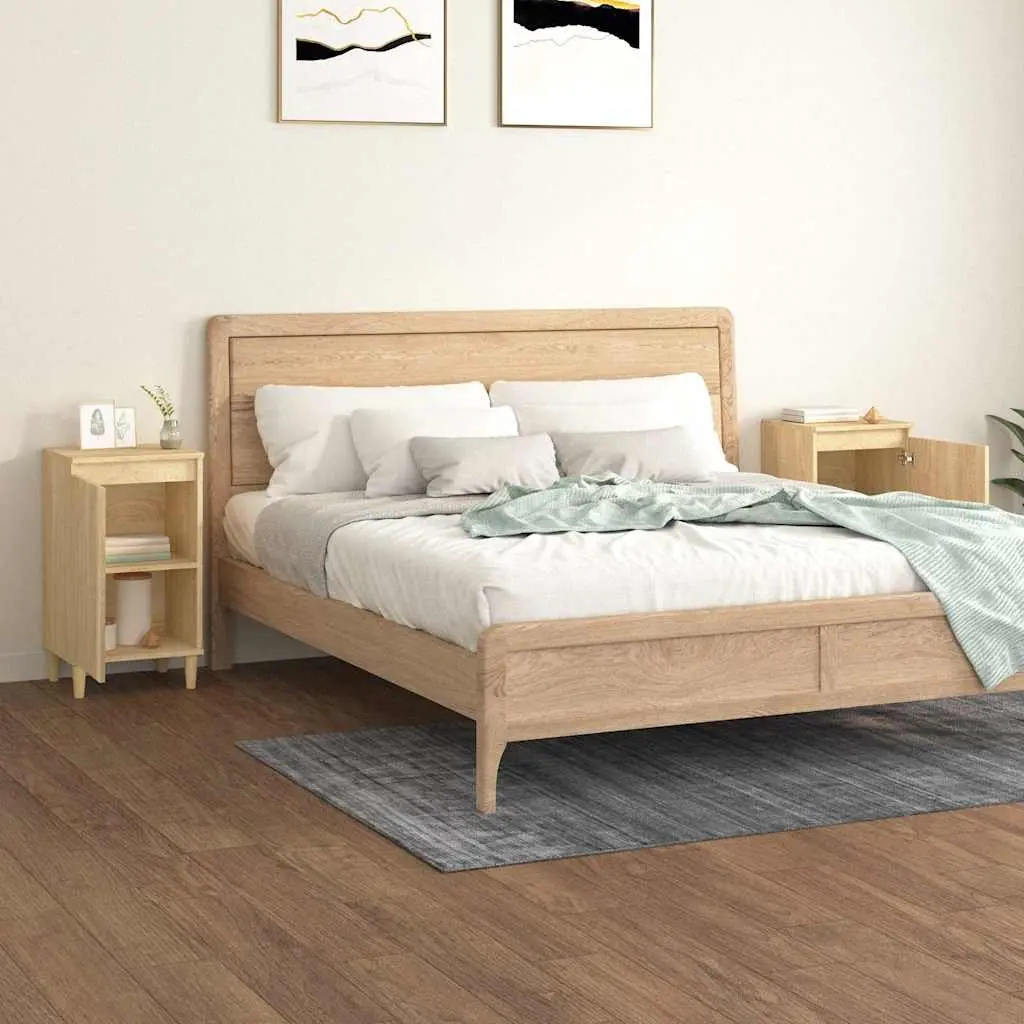 Bedside Cabinets Engineered Wood Brown 40x35x70 cm 2 Piece