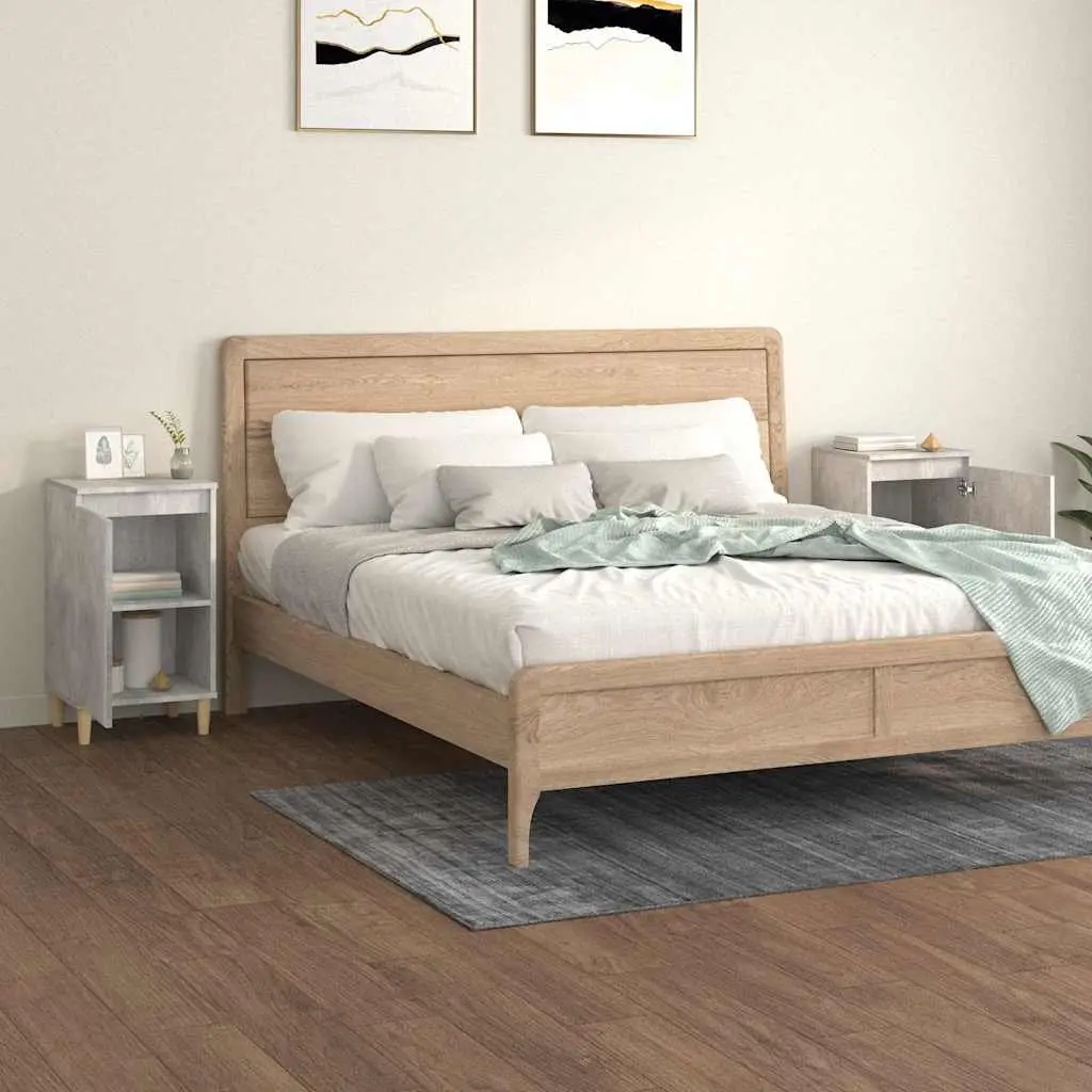 Bedside Cabinets Engineered Wood 40x35x70 cm Grey 2 Piece