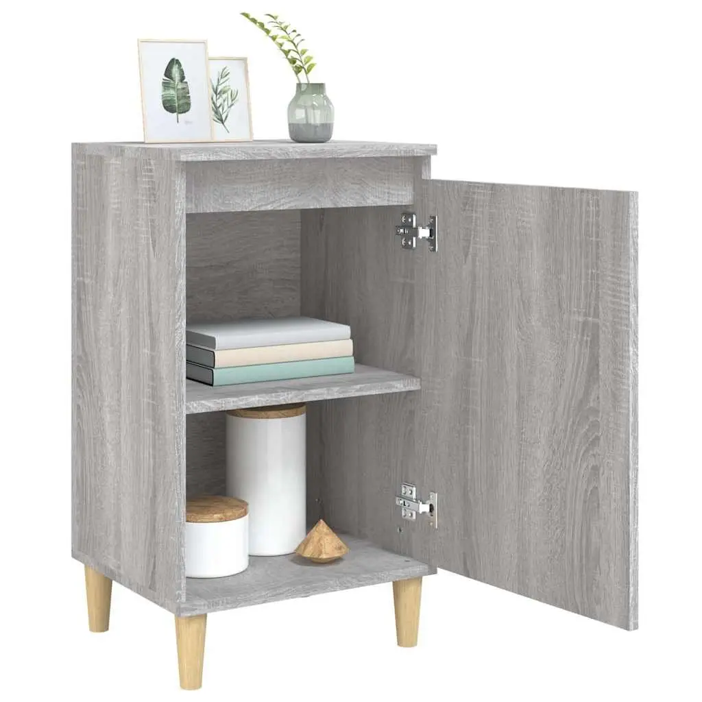 Bedside Cabinet Grey Sonoma Engineered Wood 2 Compartment Door Storage