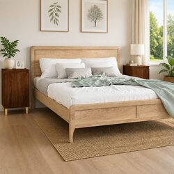 Bedside Cabinet 2 Compartments Brown Oak Engineered Wood Nightstand Storage