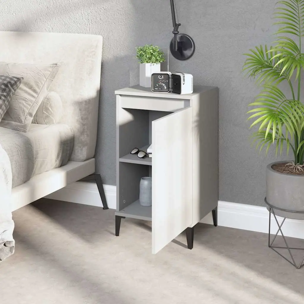 Bedside Cabinet Engineered Wood 40x35x70cm White Nightstand Side Table with Door Storage