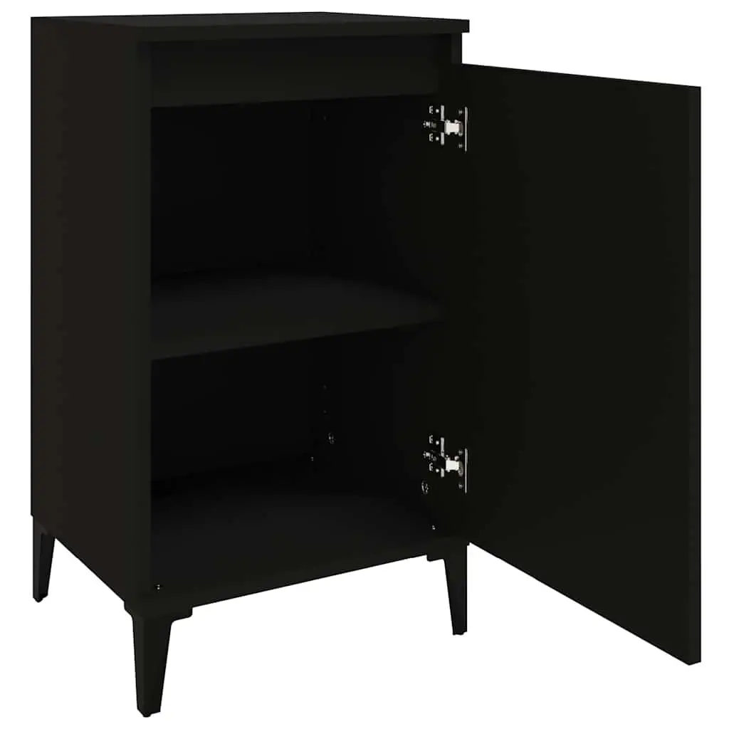 Bedside Cabinet Engineered Wood 40x35x70 cm Black Nightstand Bedroom Storage Side Table