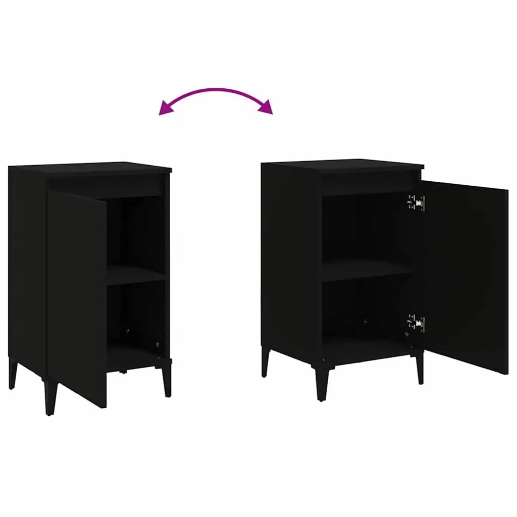 Bedside Cabinet Engineered Wood 40x35x70 cm Black Nightstand Bedroom Storage Side Table
