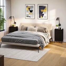 Functional Black Nightstands - Set of 2 Cabinets