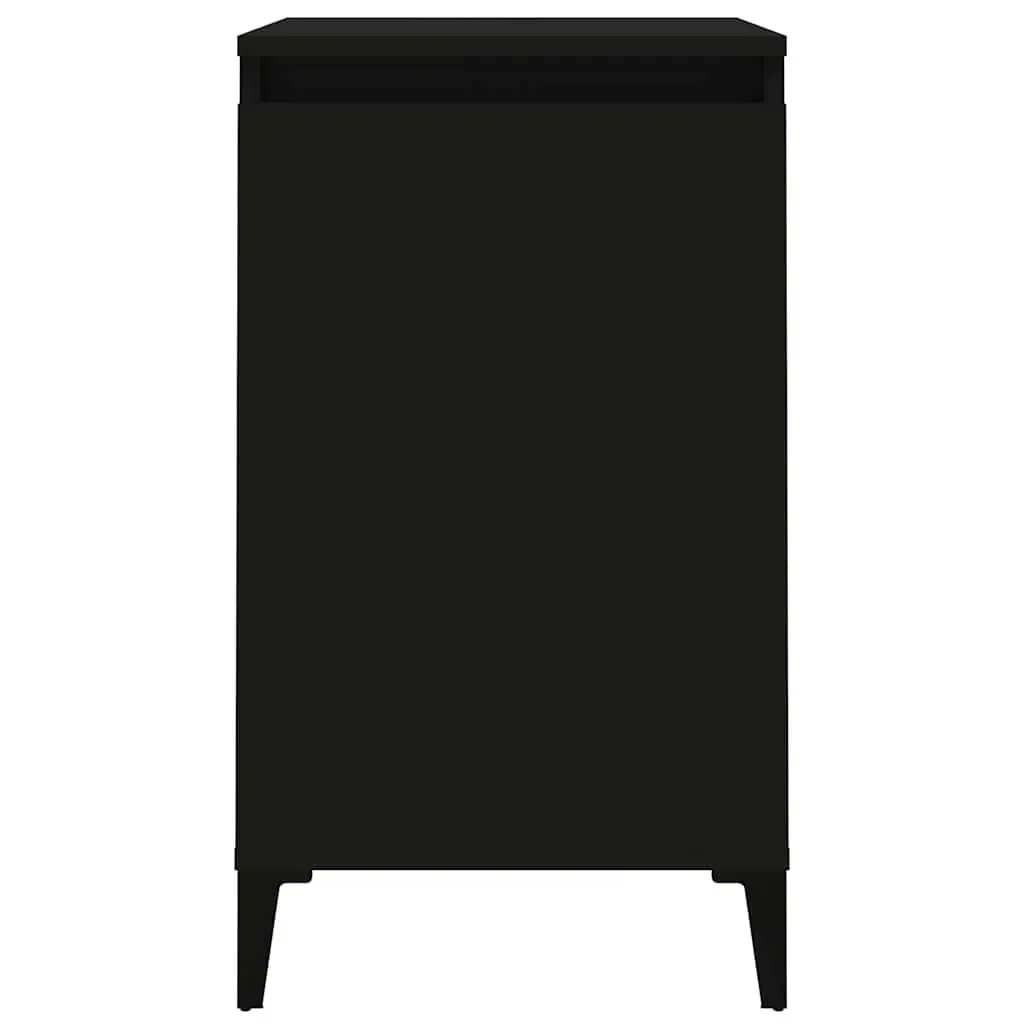 Bedside Cabinets Engineered Wood 40 x 35 x 70 cm Black 2 Piece Nightstand with Door Storage
