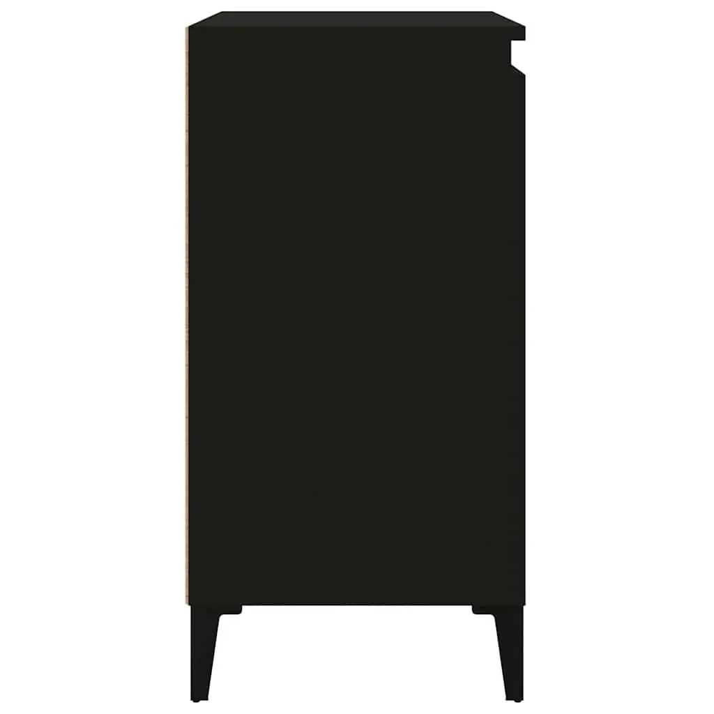 Bedside Cabinets Engineered Wood 40 x 35 x 70 cm Black 2 Piece Nightstand with Door Storage
