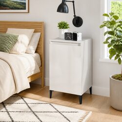 Bedside Cabinet White High Gloss 40x35x70 cm Engineered Wood Nightstand Storage