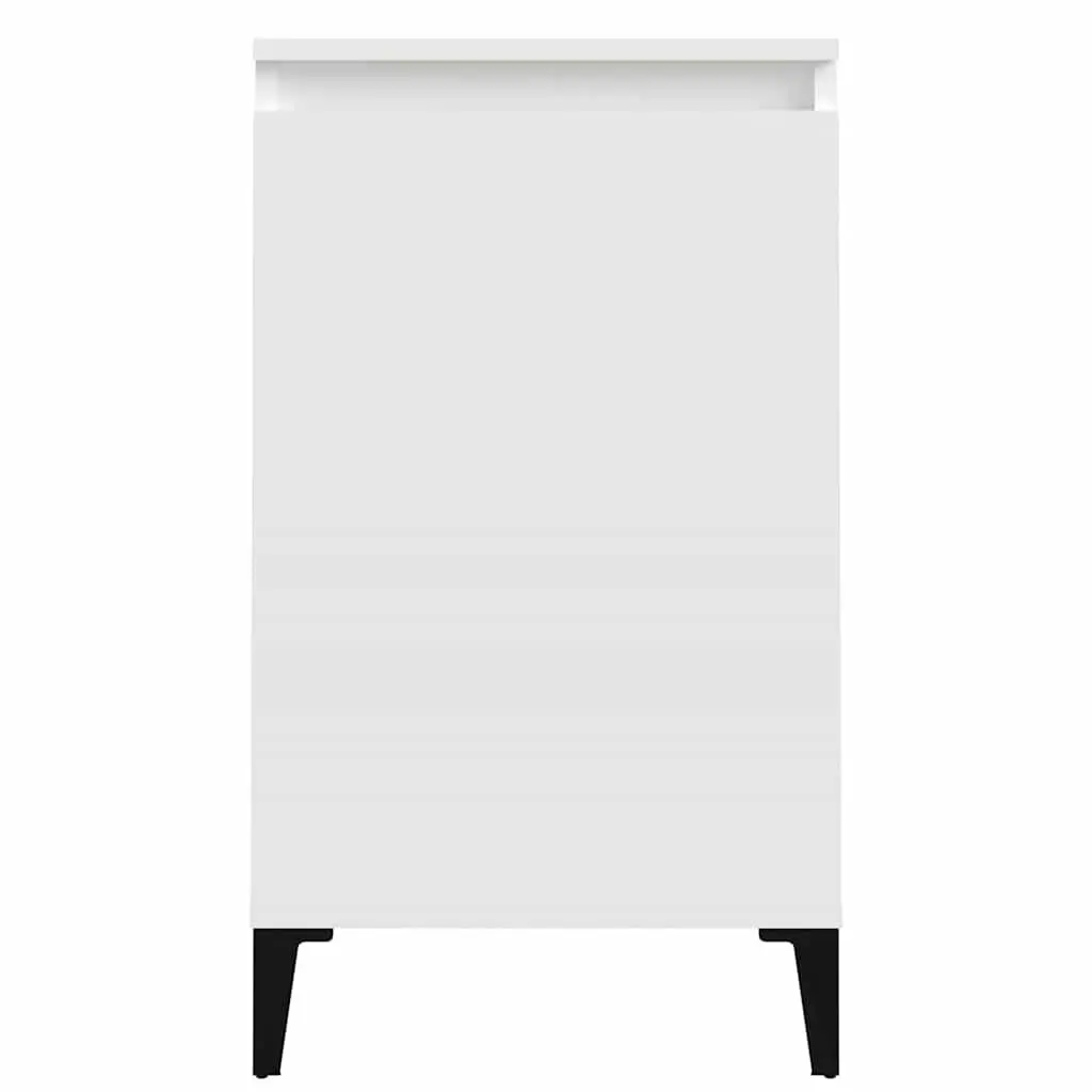 Bedside Cabinet Engineered Wood 40x35x70 cm White High Gloss Nightstand Storage