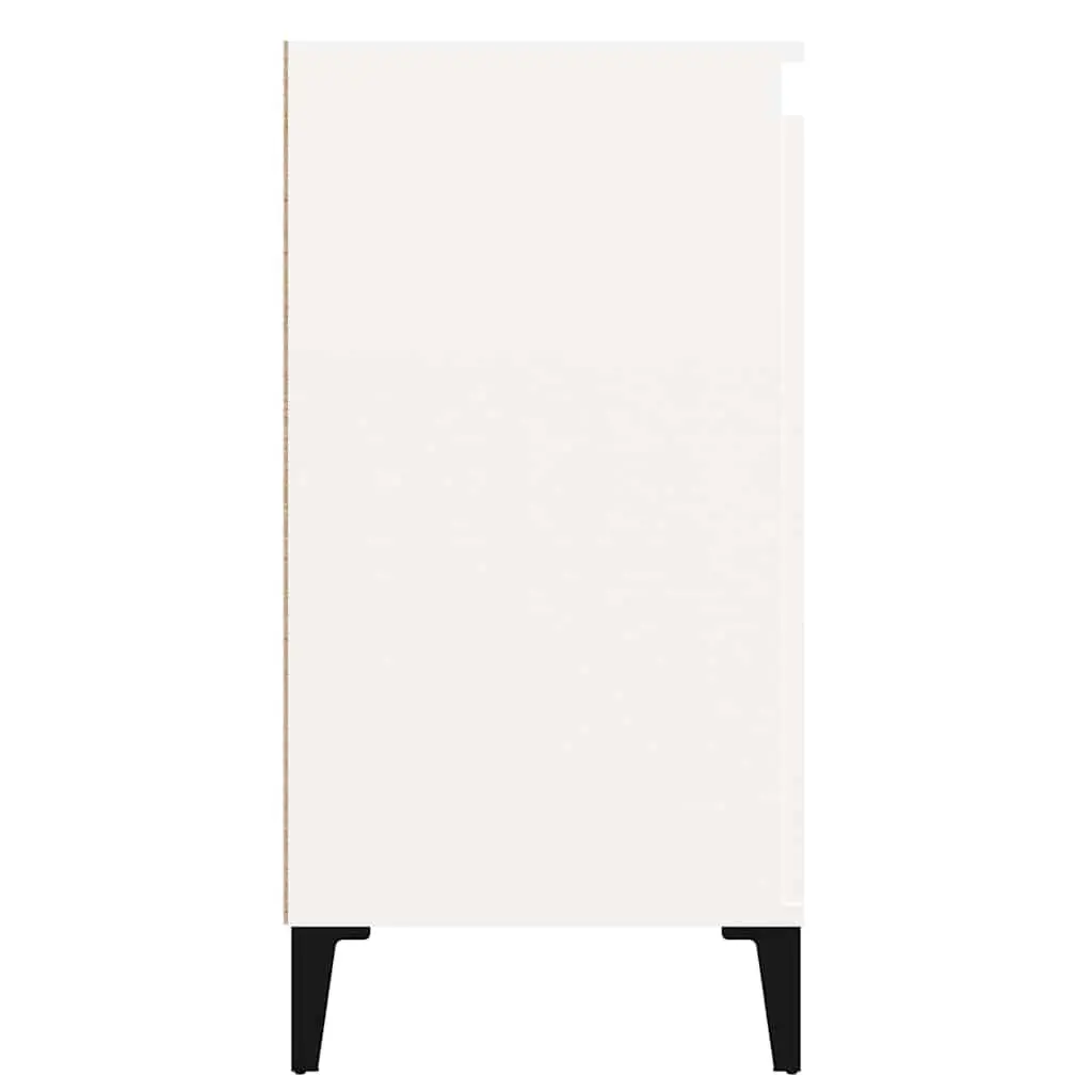 Bedside Cabinet Engineered Wood 40x35x70 cm White High Gloss Nightstand Storage