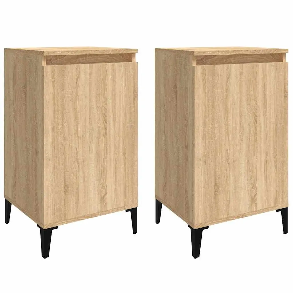 Bedside Cabinet Engineered Wood 40x35x70cm Brown 2 Piece Nightstand Storage Table