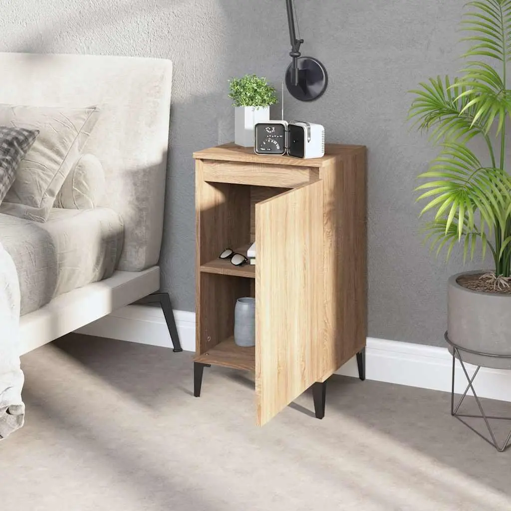 Bedside Cabinet Engineered Wood 40x35x70cm Brown 2 Piece Nightstand Storage Table