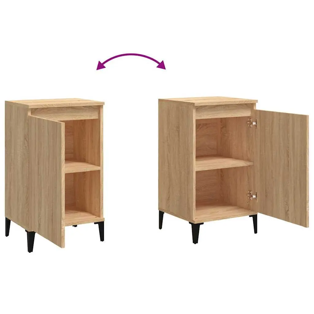 Bedside Cabinet Engineered Wood 40x35x70cm Brown 2 Piece Nightstand Storage Table