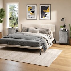 Bedside Cabinets 2 pcs Concrete Grey Nightstands Bedroom Side Table with Door