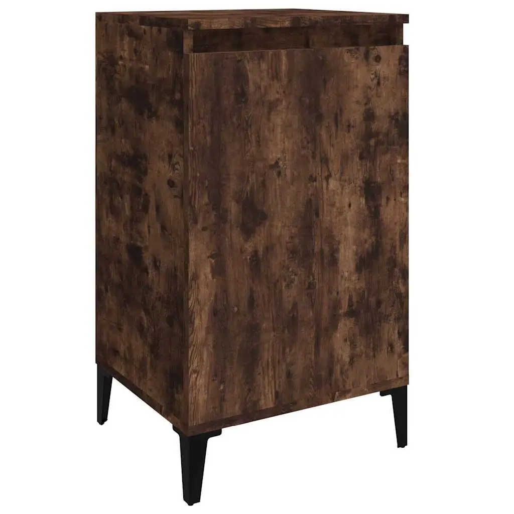 Nightstand Smoked Oak Engineered Wood 40x35x70cm with Door Storage Compartment
