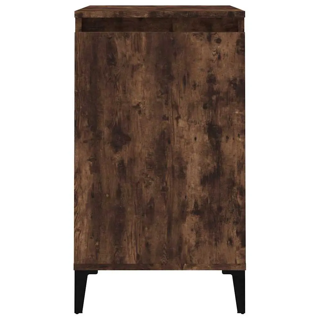 Nightstand Smoked Oak Engineered Wood 40x35x70cm with Door Storage Compartment