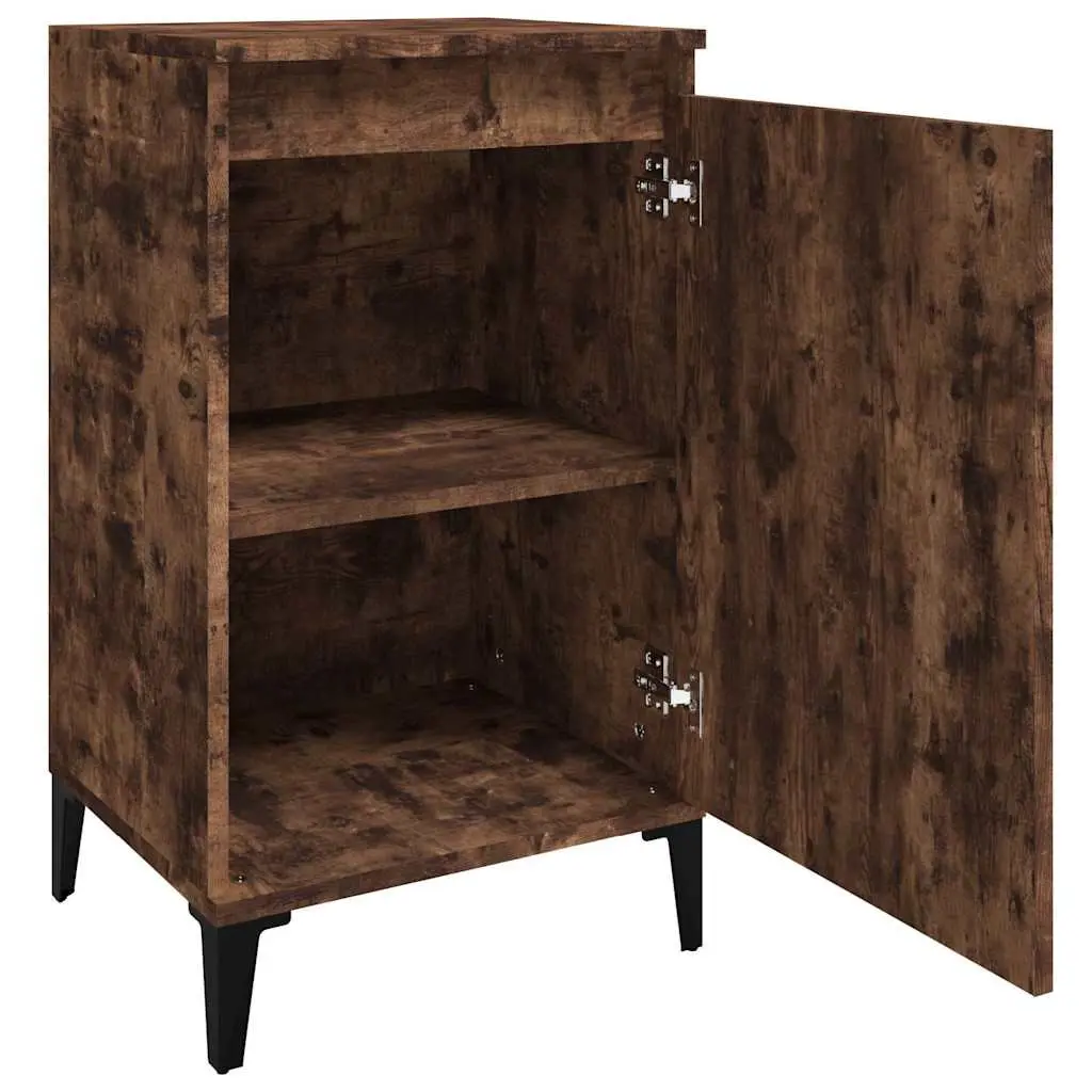 Nightstand Smoked Oak Engineered Wood 40x35x70cm with Door Storage Compartment