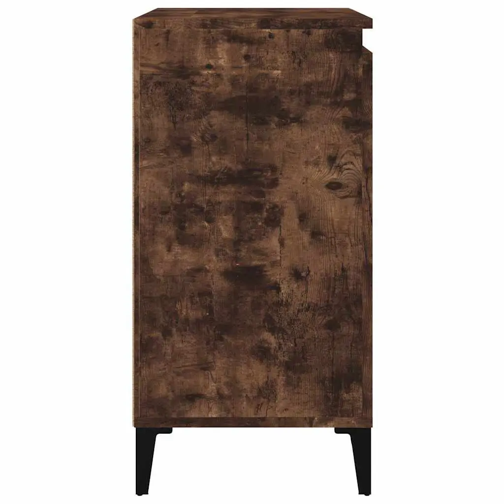 Nightstand Smoked Oak Engineered Wood 40x35x70cm with Door Storage Compartment
