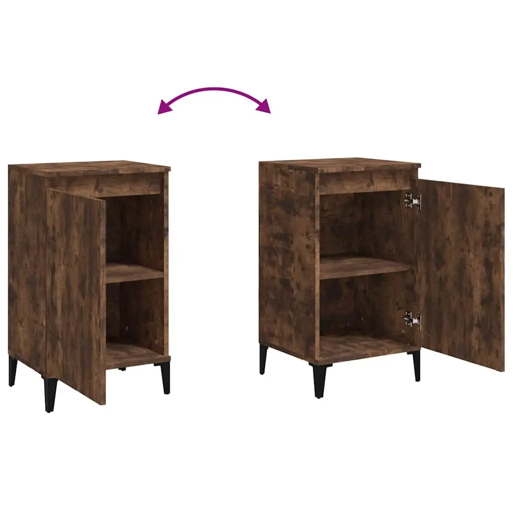 Nightstand Smoked Oak Engineered Wood 40x35x70cm with Door Storage Compartment