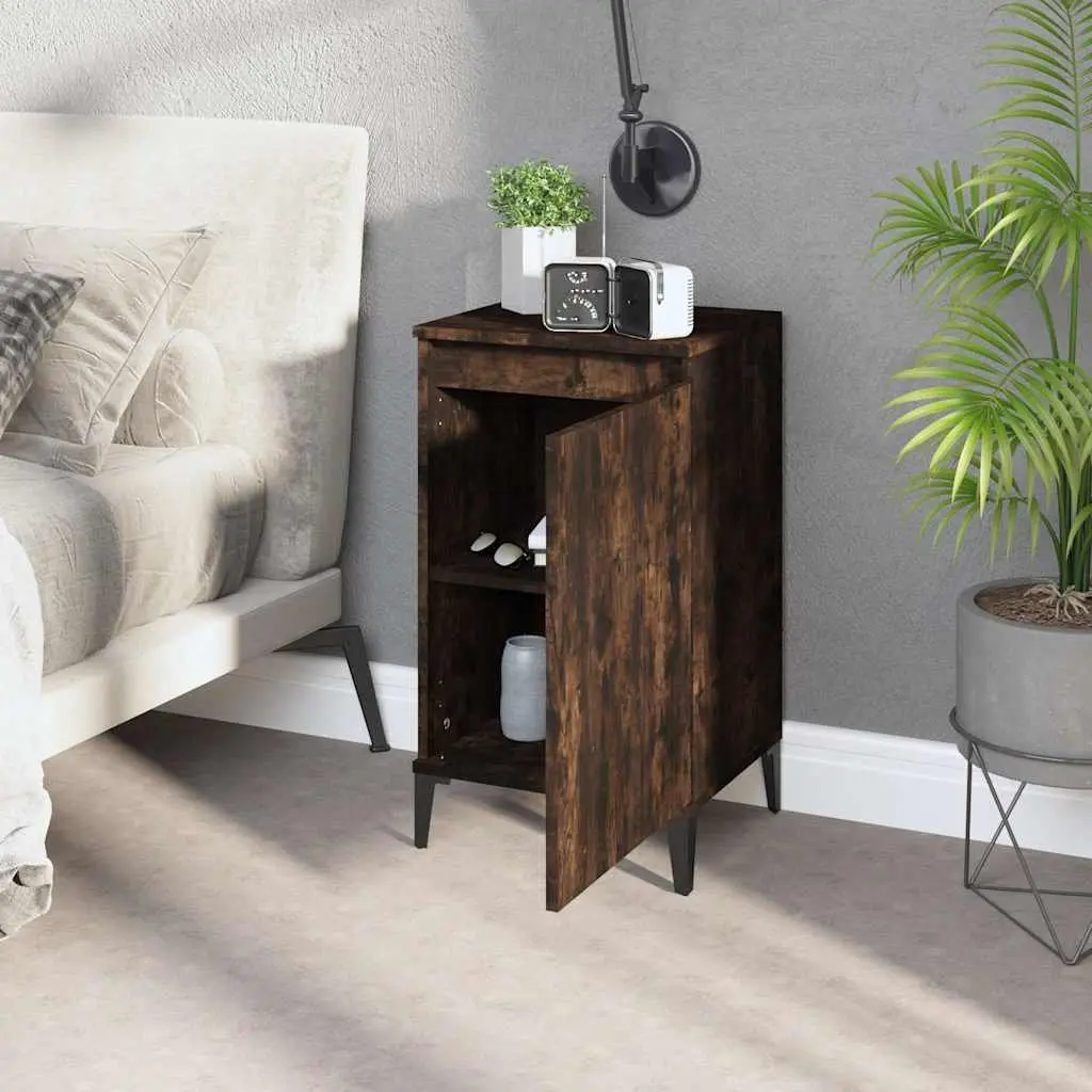 Bedside Cabinets 2 pcs Smoked Oak Nightstands Bedroom Storage 40x35x70 cm
