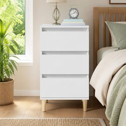 Practical White Nightstand with 3 Drawers for Everyday Use