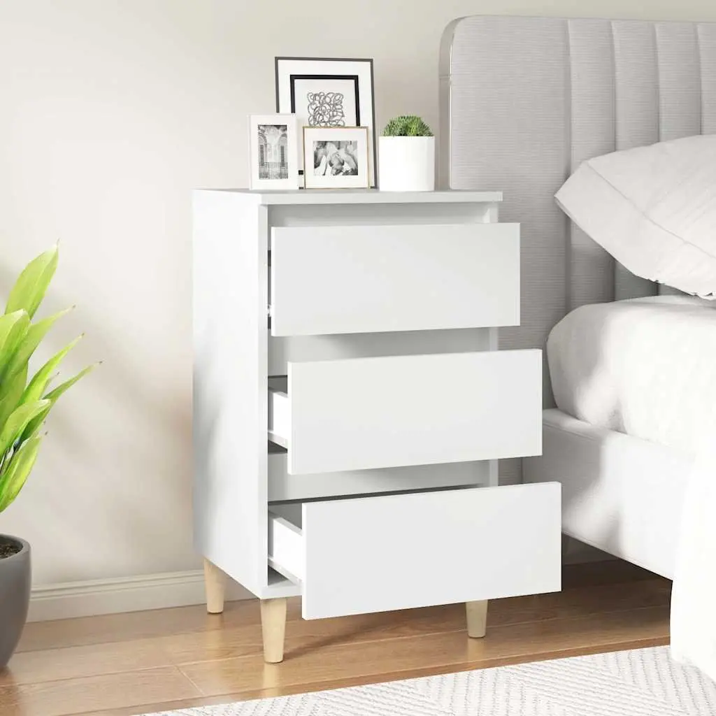 Bedside Cabinet Engineered Wood 40x35x70 cm White 3 Drawer Nightstand Storage Furniture
