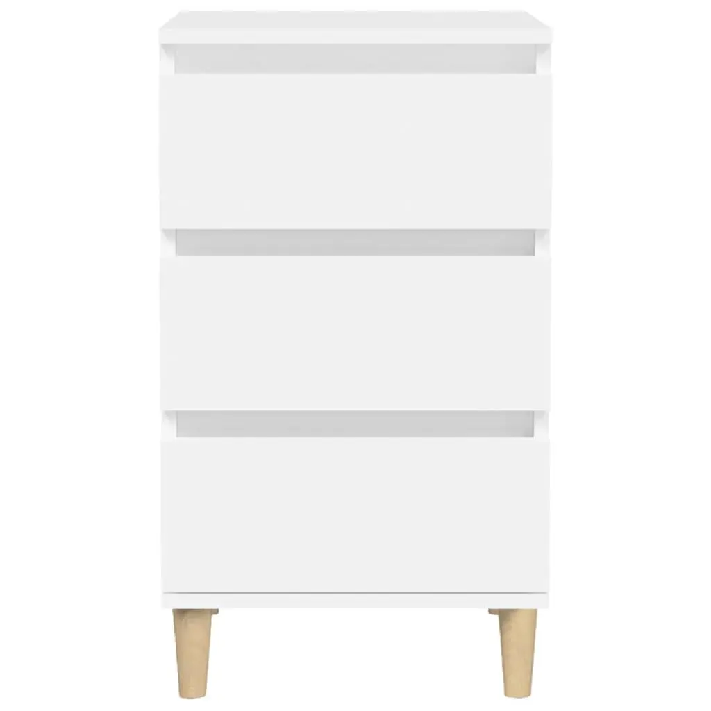 Bedside Cabinet Engineered Wood 40x35x70 cm White 3 Drawer Nightstand Storage Furniture
