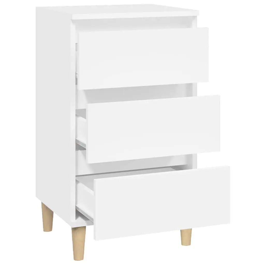 Bedside Cabinet Engineered Wood 40x35x70 cm White 3 Drawer Nightstand Storage Furniture