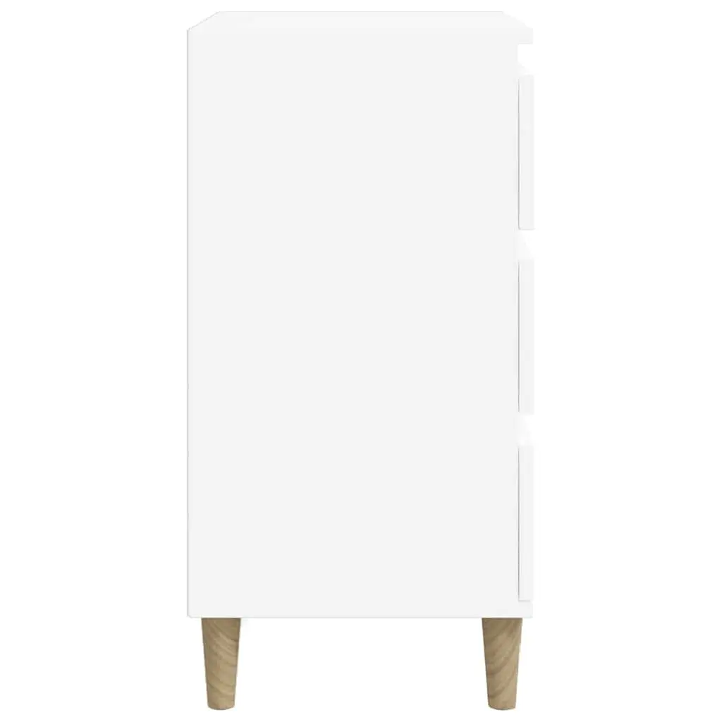 Bedside Cabinet Engineered Wood 40x35x70 cm White 3 Drawer Nightstand Storage Furniture