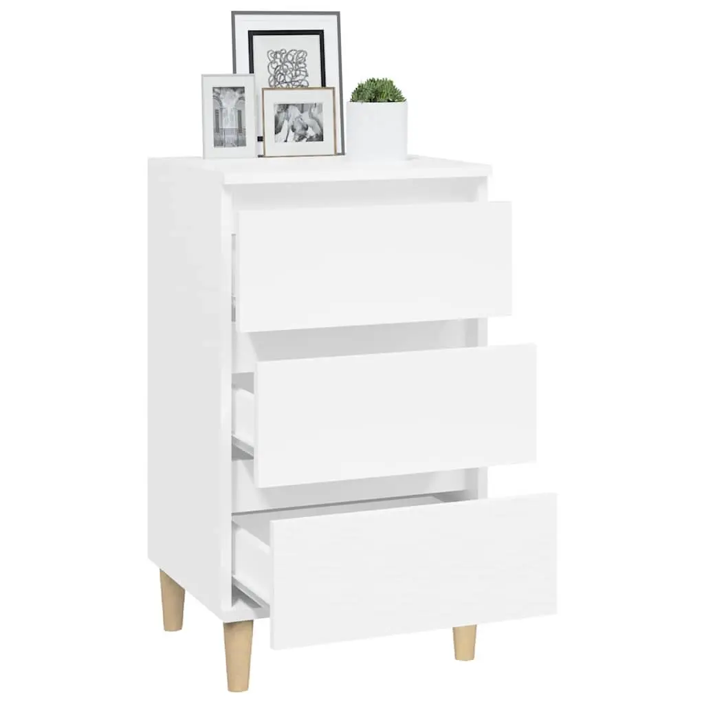 Bedside Cabinet Engineered Wood 40x35x70 cm White 3 Drawer Nightstand Storage Furniture
