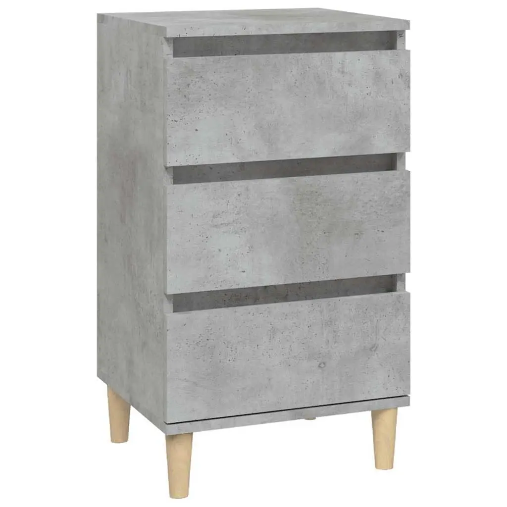 Bedside Cabinet Engineered Wood Grey 40x35x70 cm 3 Drawers Nightstand