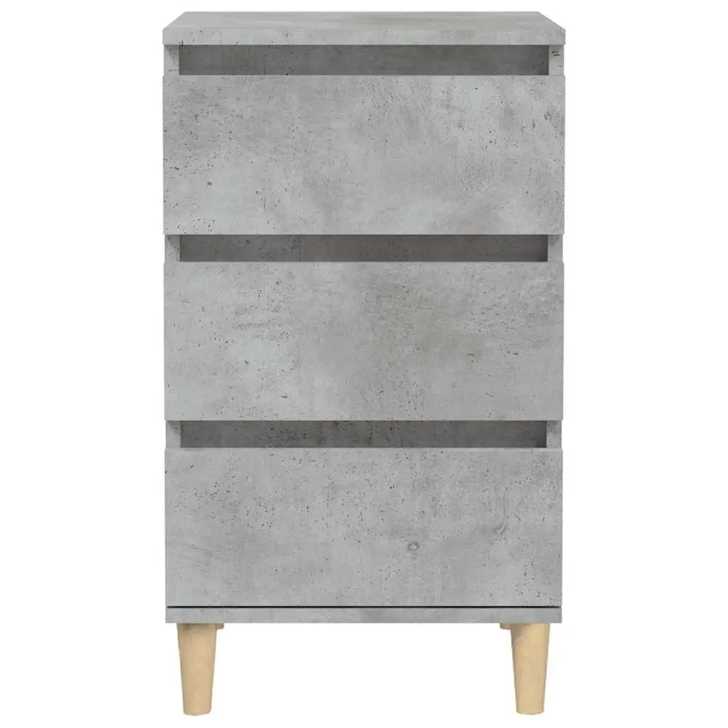 Bedside Cabinet Engineered Wood Grey 40x35x70 cm 3 Drawers Nightstand
