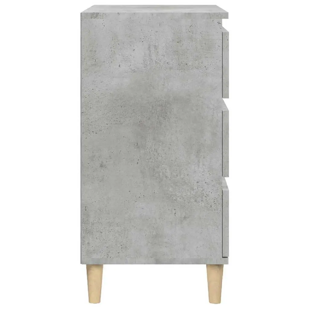 Bedside Cabinet Engineered Wood Grey 40x35x70 cm 3 Drawers Nightstand