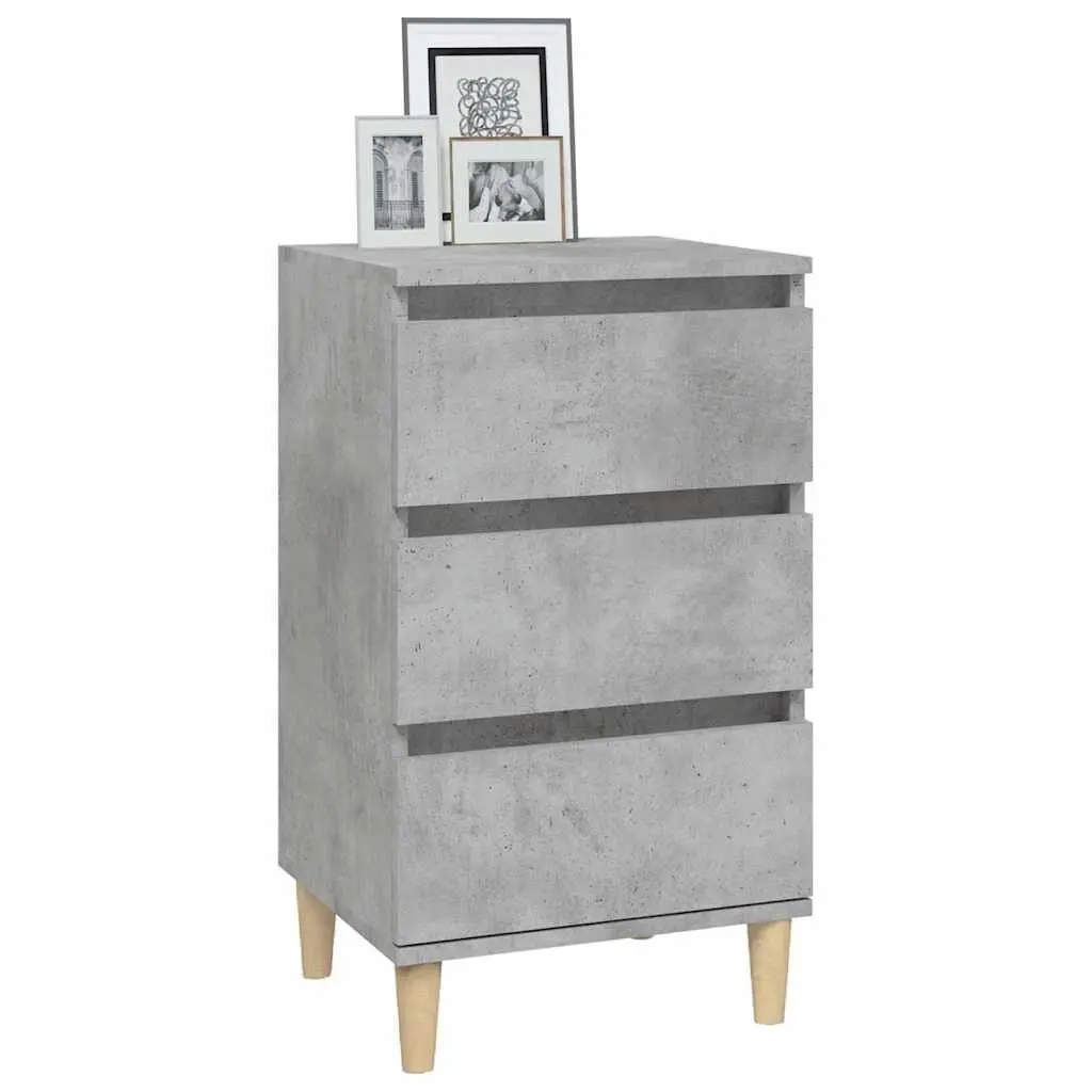 Bedside Cabinet Engineered Wood Grey 40x35x70 cm 3 Drawers Nightstand