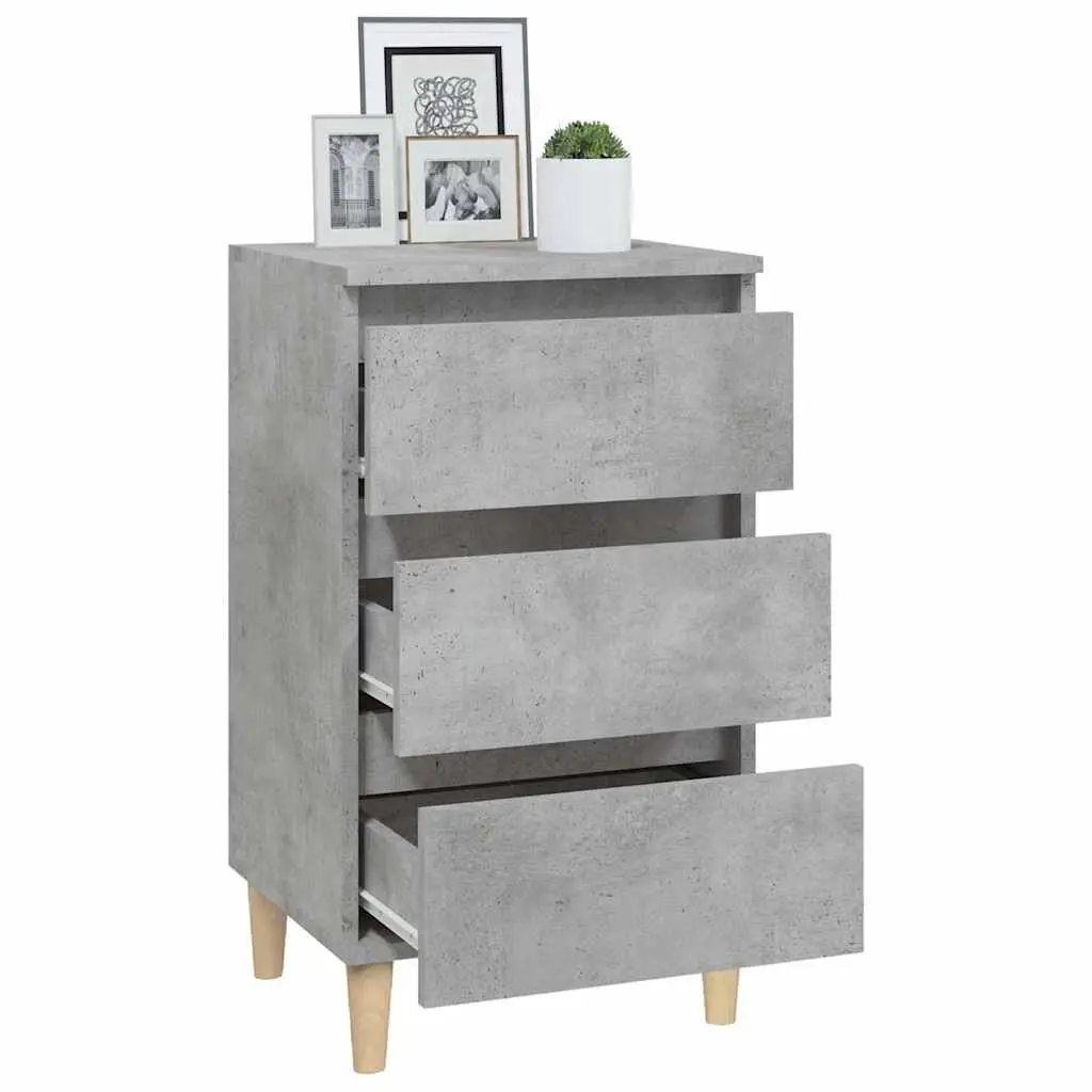 Bedside Cabinet Engineered Wood Grey 40x35x70 cm 3 Drawers Nightstand