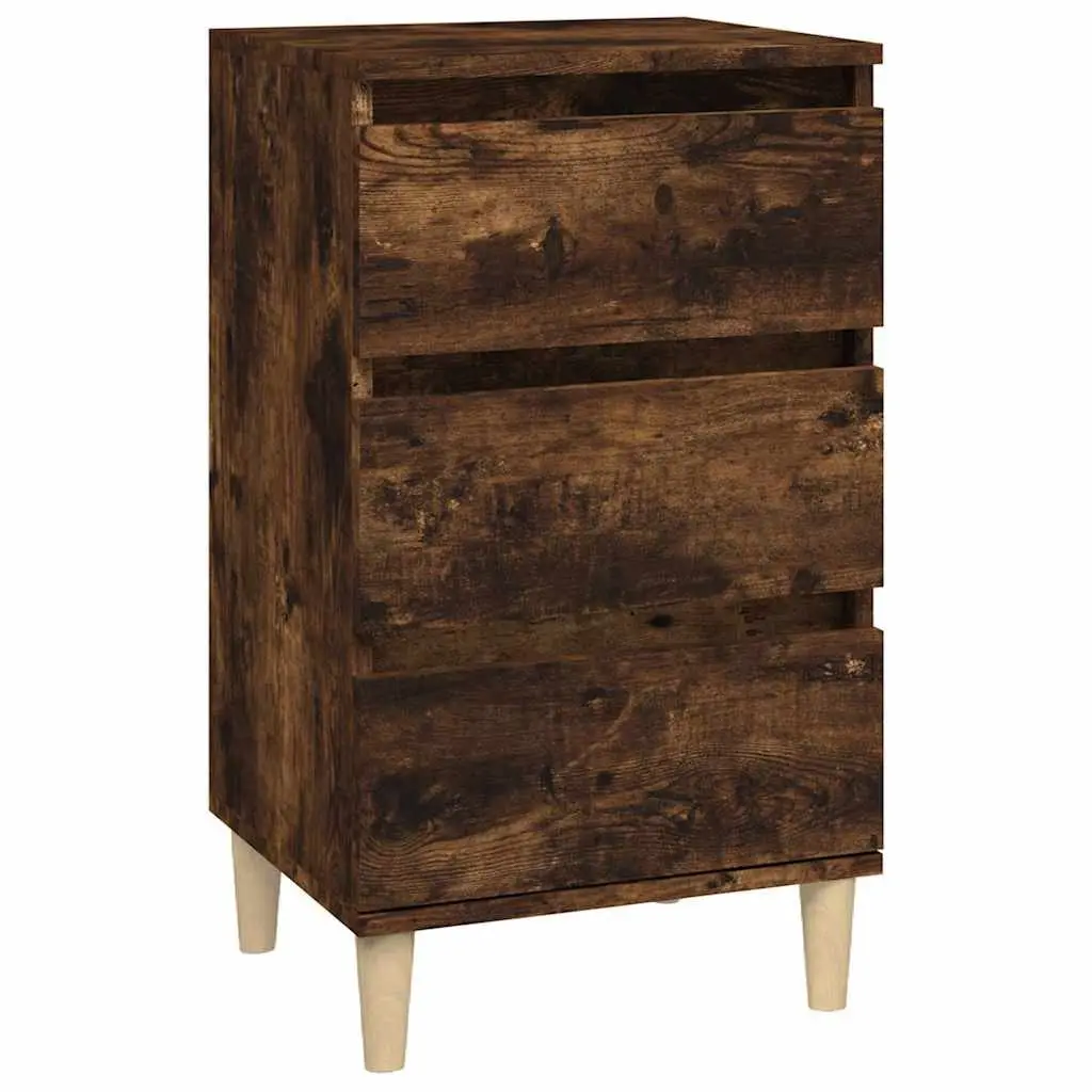 Bedside Cabinet Engineered Wood 40x35x70cm Brown 3 Drawer Nightstand Storage