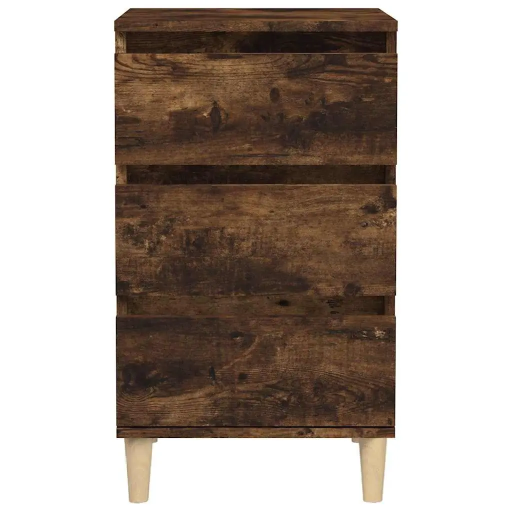 Bedside Cabinet Engineered Wood 40x35x70cm Brown 3 Drawer Nightstand Storage