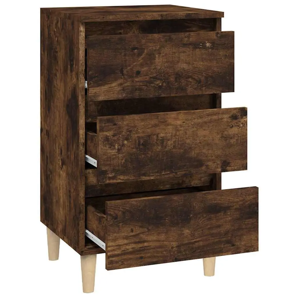 Bedside Cabinet Engineered Wood 40x35x70cm Brown 3 Drawer Nightstand Storage
