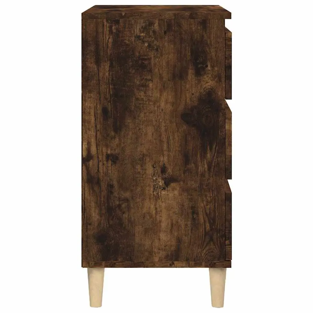 Bedside Cabinet Engineered Wood 40x35x70cm Brown 3 Drawer Nightstand Storage